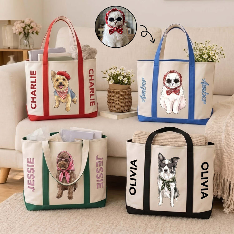 Custom-Pet-Portrait-With-Name-Colorful-Gift-For-Dog-Mom-Cat-Mom-Personalized-Tote-Bag-1