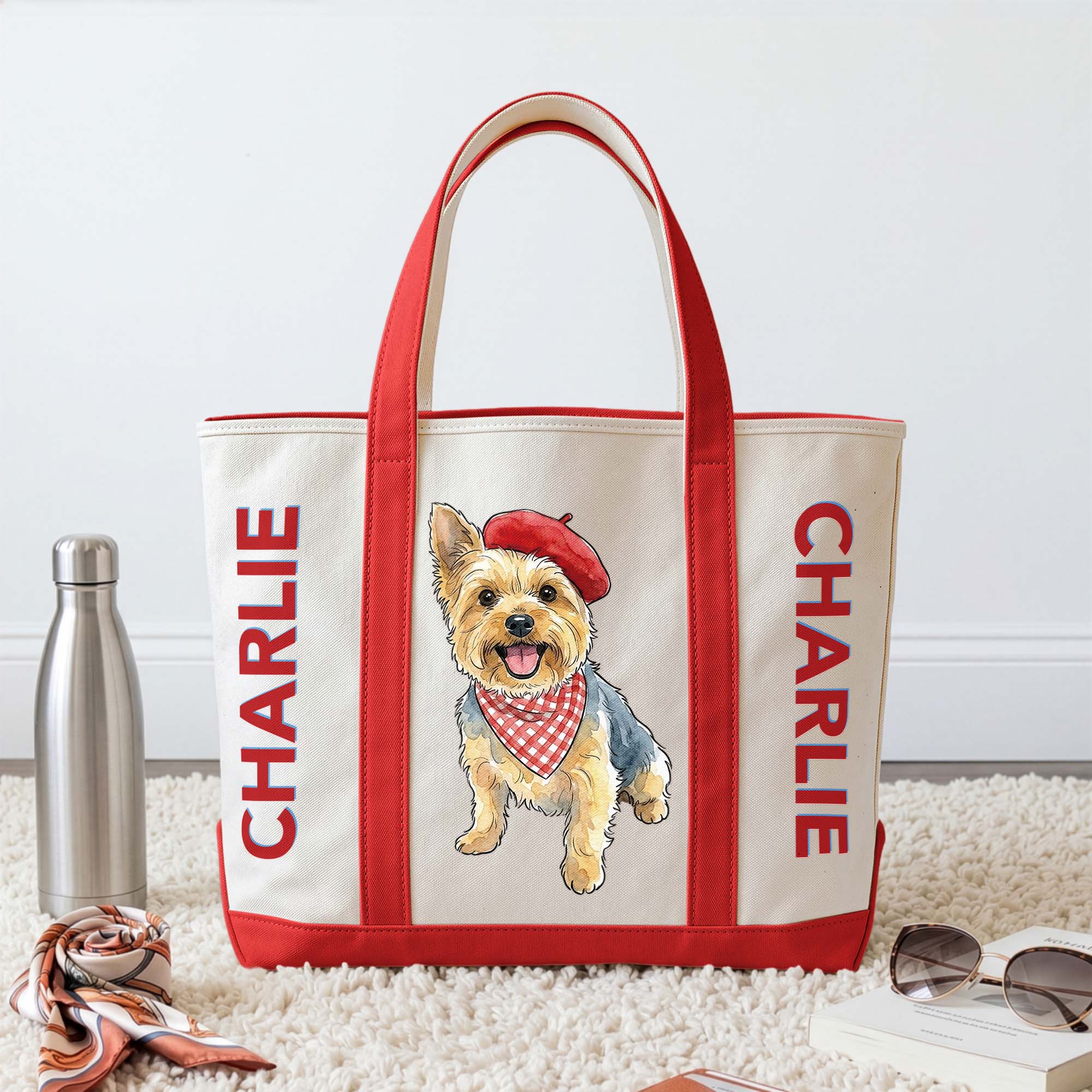Custom-Pet-Portrait-With-Name-Colorful-Gift-For-Dog-Mom-Cat-Mom-Personalized-Tote-Bag-2