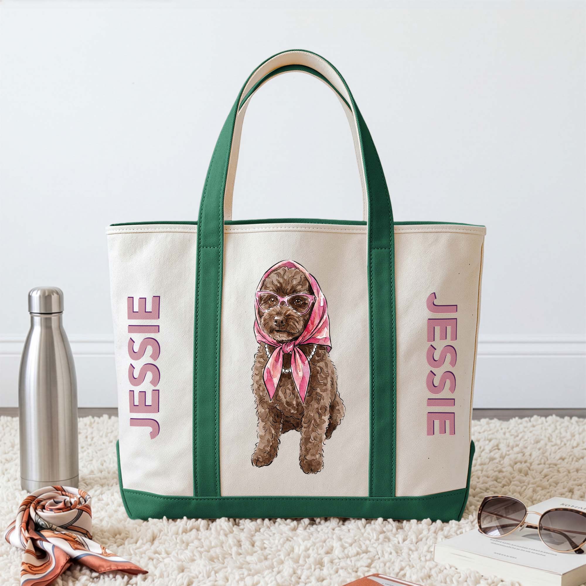 Custom-Pet-Portrait-With-Name-Colorful-Gift-For-Dog-Mom-Cat-Mom-Personalized-Tote-Bag-5