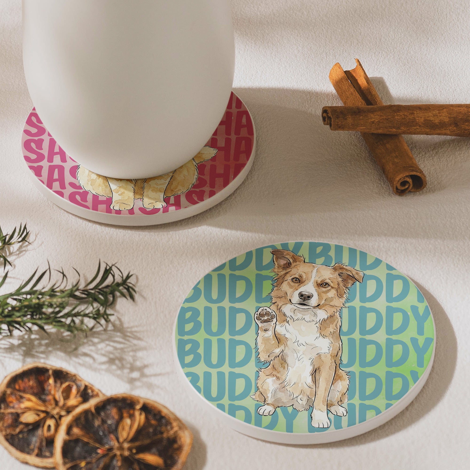 Custom-Pet-Portrait-With-Name-Watercolor-Art-Personalized-Coaster-2