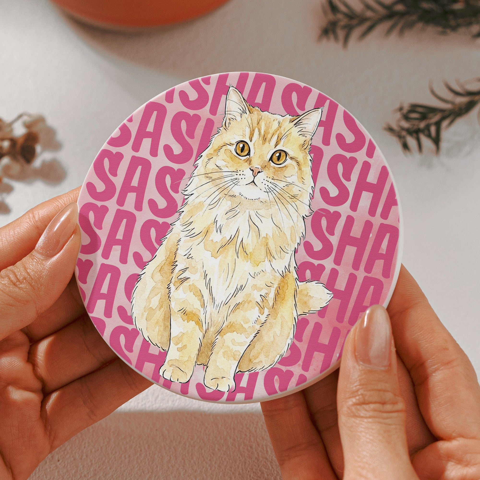 Custom-Pet-Portrait-With-Name-Watercolor-Art-Personalized-Coaster-5