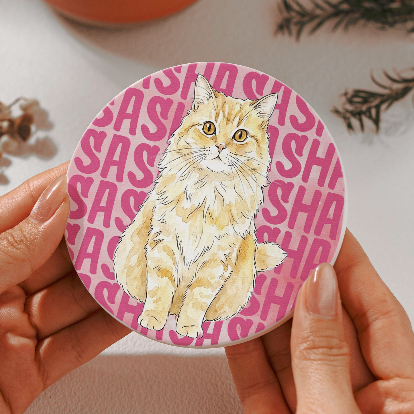 Custom-Pet-Portrait-With-Name-Watercolor-Art-Personalized-Coaster-5