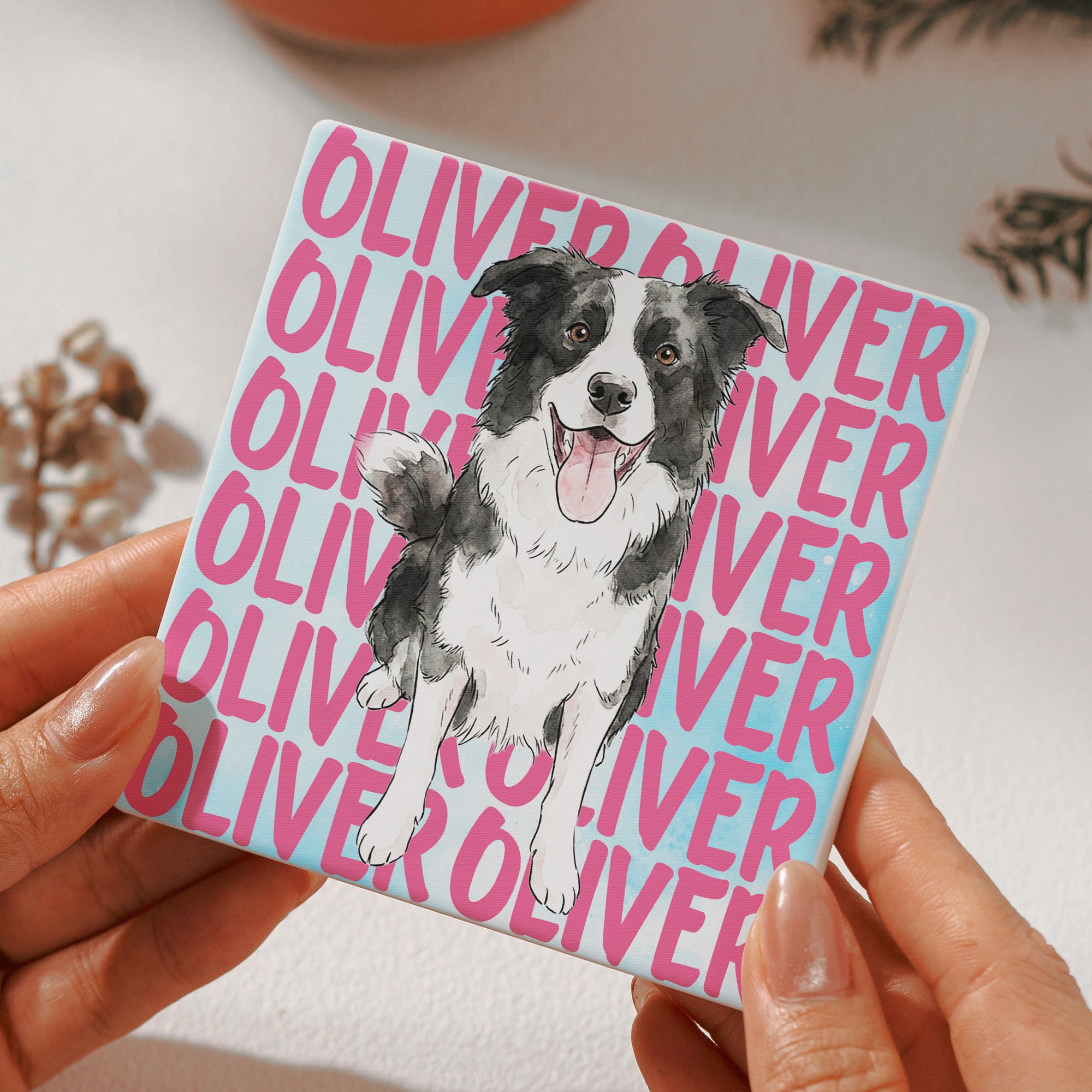 Custom-Pet-Portrait-With-Name-Watercolor-Art-Personalized-Coaster-6