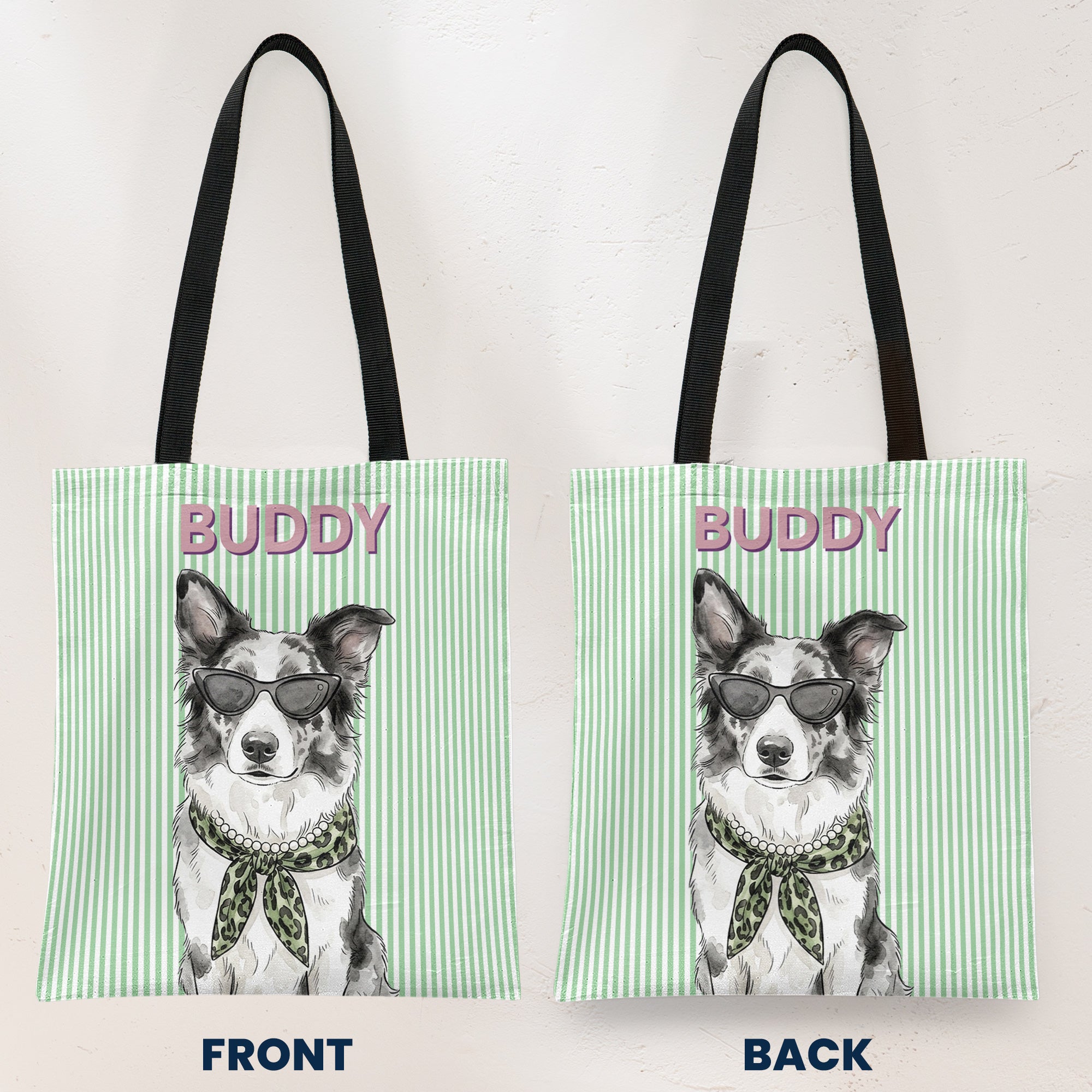 Custom-Pet-Portrait-With-Name-Watercolor-Art-Striped-Pattern-Personalized-Tote-Bag-3