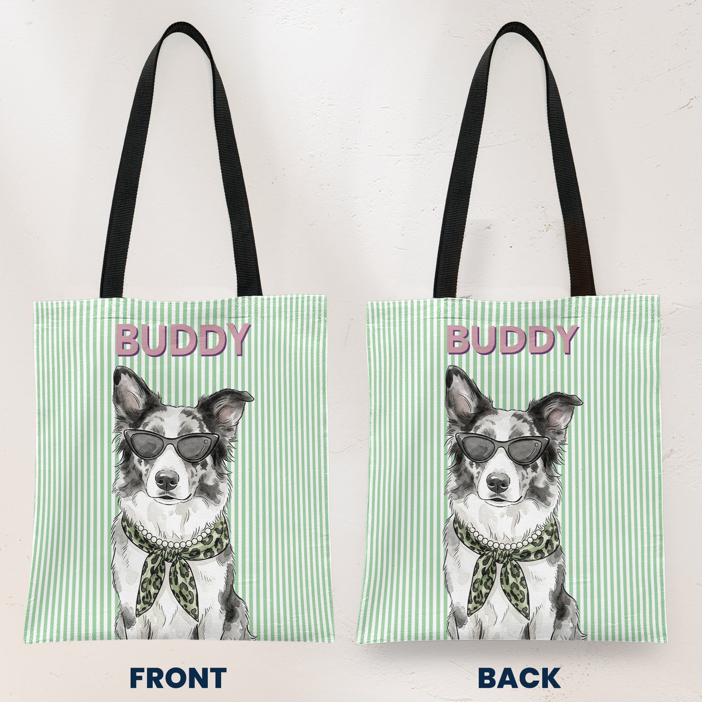 Custom-Pet-Portrait-With-Name-Watercolor-Art-Striped-Pattern-Personalized-Tote-Bag-3