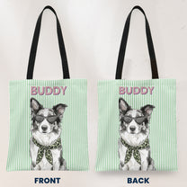 Custom-Pet-Portrait-With-Name-Watercolor-Art-Striped-Pattern-Personalized-Tote-Bag-3