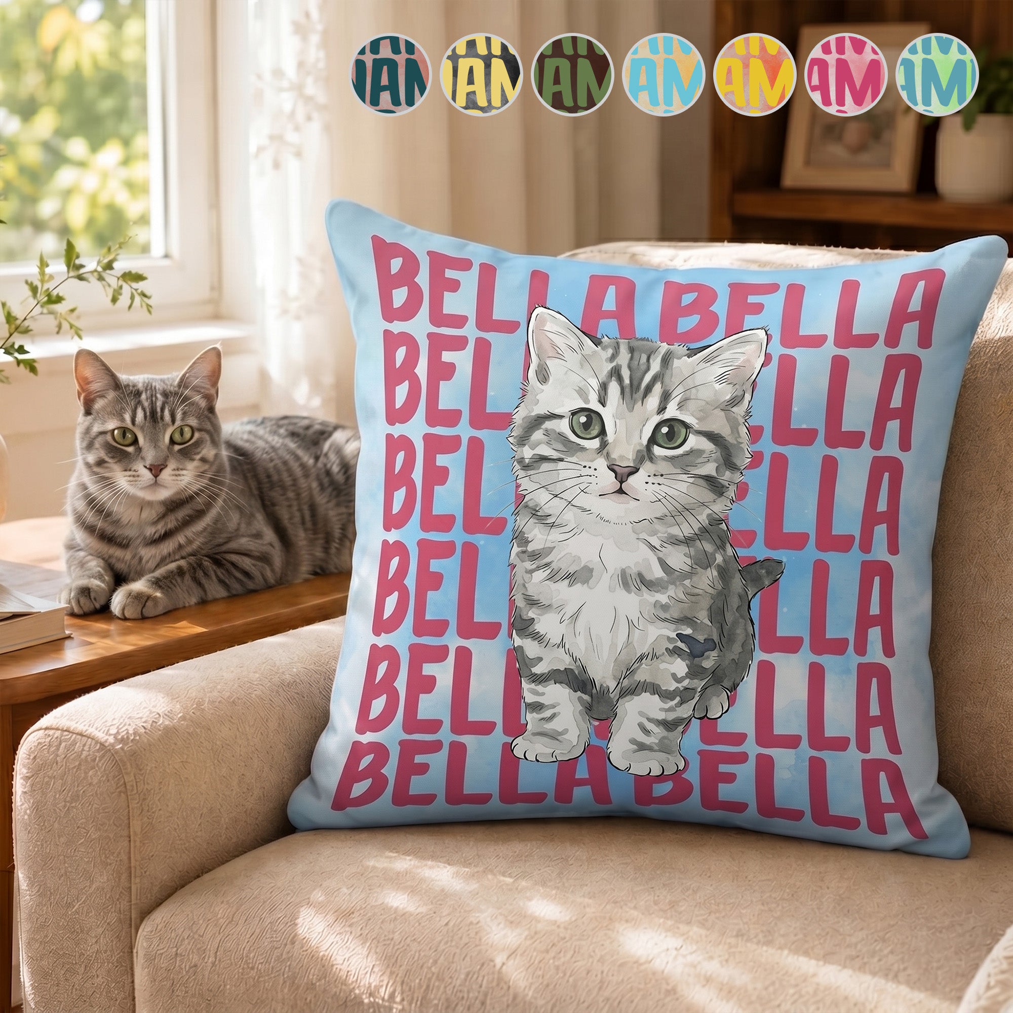 Custom-Pet-Portrait-With-Name-Watercolor-Style-Personalized-Pillow-1
