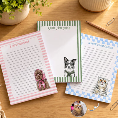 Custom Pet Watercolor Art For Pet Lovers - Personalized Notepad