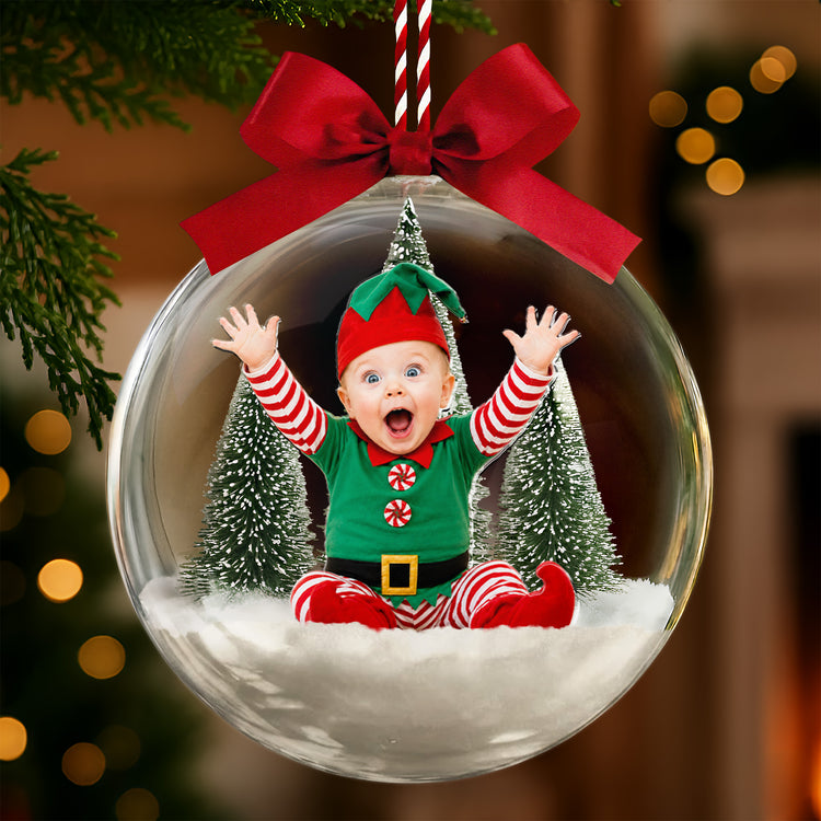 Custom-Photo-Baby-First-Christmas,-Upload-Newborn-Photo-Gift-For-Family-Snow-Ball-Bauble-Personalized-Ornament