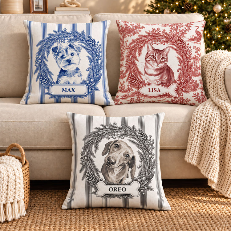 Custom-Photo-Christmas-Pet-Portrait-Watercolor-Art-Personalized-Pillow-2