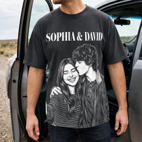 Custom-Photo-Couple-Shirt-Sketch-Line-Art-Anniversary-Gift-For-Her-HimPersonalized-Shirt-2