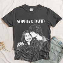 Custom-Photo-Couple-Shirt-Sketch-Line-Art-Anniversary-Gift-For-Her-HimPersonalized-Shirt-4