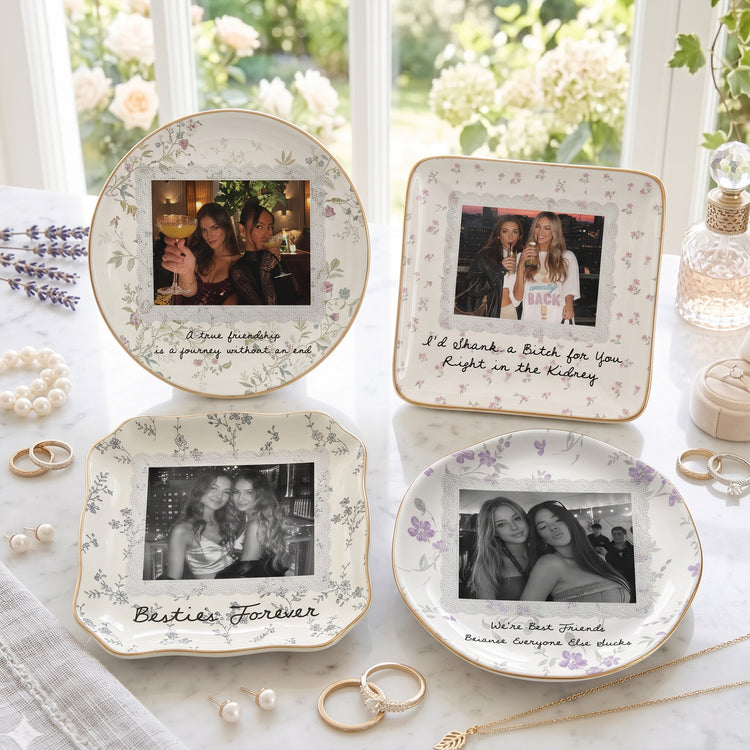 Custom-Photo-&-Friendship-Quote-Floral-Vintage-Cottage-Personalized-Jewelry-Dish-1