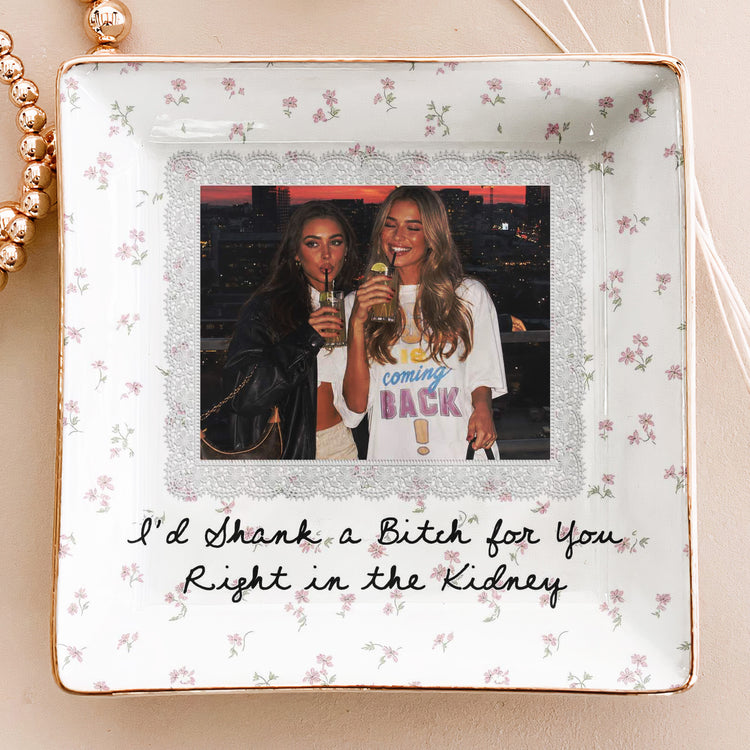 Custom-Photo-&-Friendship-Quote-Floral-Vintage-Cottage-Personalized-Jewelry-Dish-4