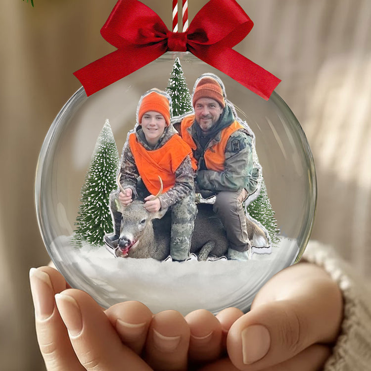 Custom-Photo-Hunting-Lover-Ornament,-Hunter-Photo-Snow-Globe,-Christmas-Gift-For-Dad-Husband-Son-Personalized-Ornament-3