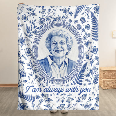 Custom Photo Memorial Toile Watercolor Portrait - Personalized Blanket