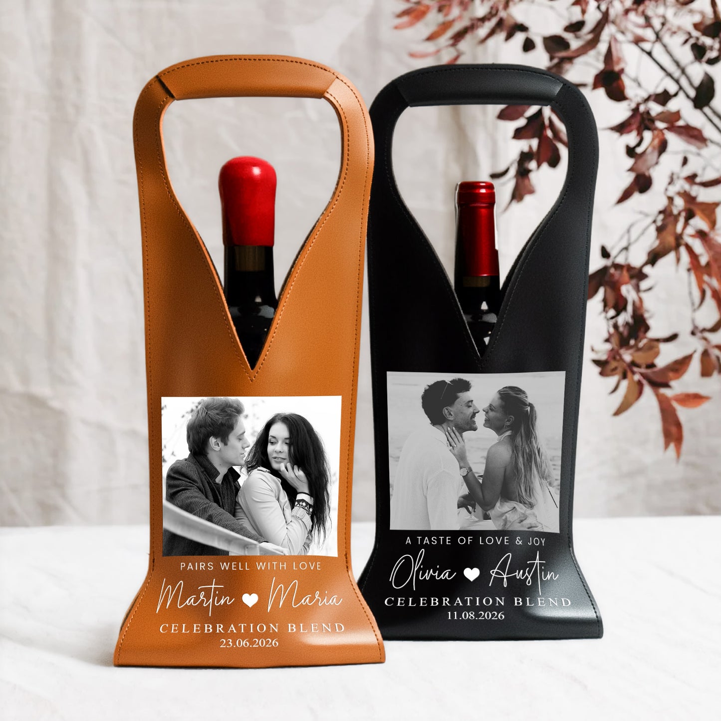 Custom-Photo-&-Name,-Date-Gifts-For-Couples,-Anniversaries,-Wedding-Personalized-Leather-Wine-Bag-2