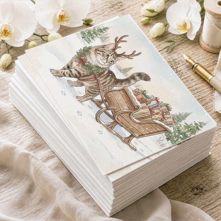 Custom-Photo-Pet-Christmas-Card-Watercolor-Flat-Card-Personalized-Card-3