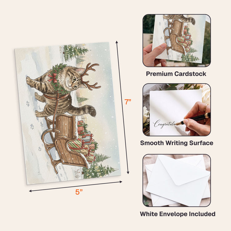 Custom-Photo-Pet-Christmas-Card-Watercolor-Flat-Card-Personalized-Card-4
