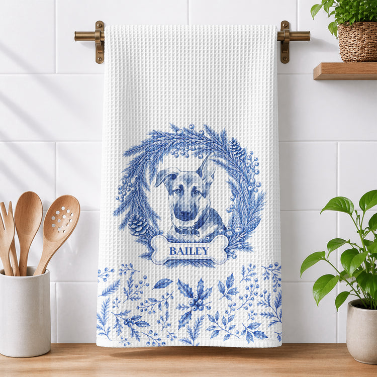 Custom-Photo-Pet-Christmas-Memorial,-Dog-Cat-Christmas-Photo,-Pet-Portrait-Custom-Name-Gift-Personalized-Kitchen-Towel-2