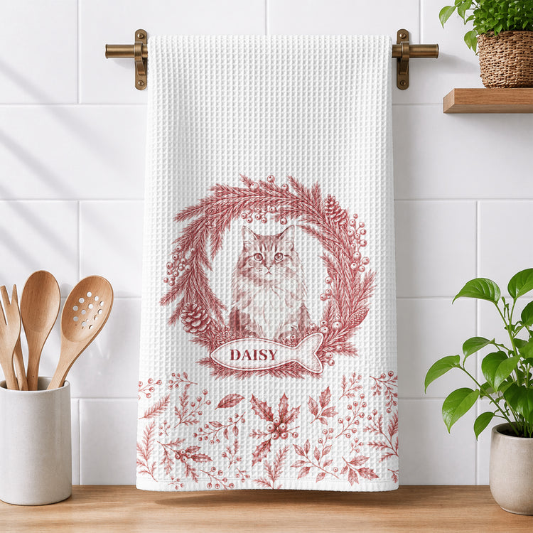 Custom-Photo-Pet-Christmas-Memorial,-Dog-Cat-Christmas-Photo,-Pet-Portrait-Custom-Name-Gift-Personalized-Kitchen-Towel-3