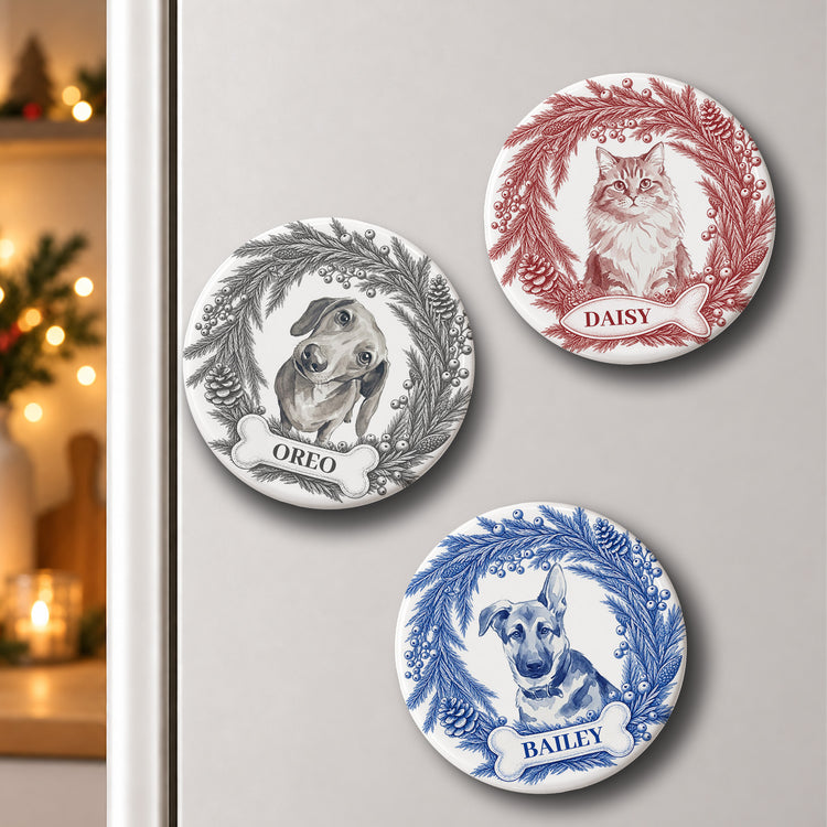 Custom-Photo-Pet-Christmas-Memorial,-Dog-Cat-Christmas-Photo,-Pet-Portrait-Custom-Name-Gift-Personalized-Magnet-1