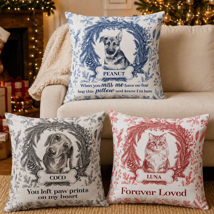 Custom-Photo-Pet-Christmas-Memorial,-Dog-Cat-Christmas-Photo,-Pet-Portrait-Custom-Name-Gift-Personalized-Pillow-1