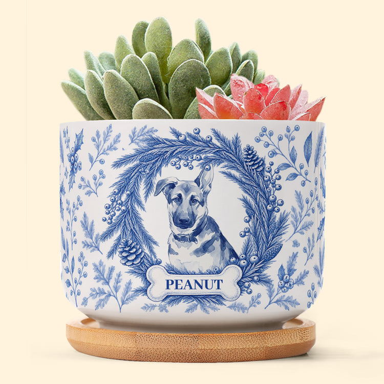 Custom-Photo-Pet-Christmas-Memorial,-Dog-Cat-Christmas-Photo,-Pet-Portrait-Custom-Name-Gift-Personalized-Plant-Pot-2