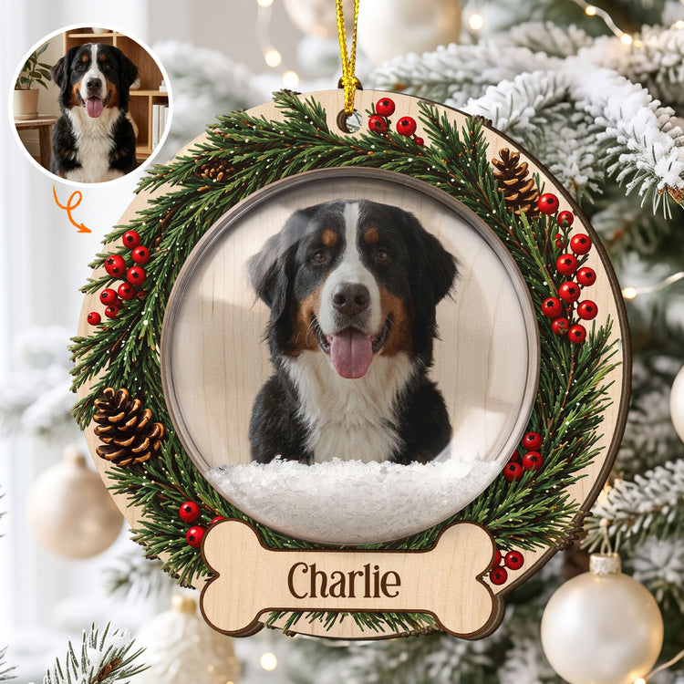 Custom-Photo-Pet-Christmas-Memorial,-Dog-Cat-Christmas-Photo-Snow-Globle-Ornament,-Pet-Portrait-Custom-Name-Bauble-Personalized-Ornament-1