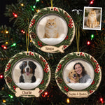 Custom-Photo-Pet-Christmas-Memorial,-Dog-Cat-Christmas-Photo-Snow-Globle-Ornament,-Pet-Portrait-Custom-Name-Bauble-Personalized-Ornament-2
