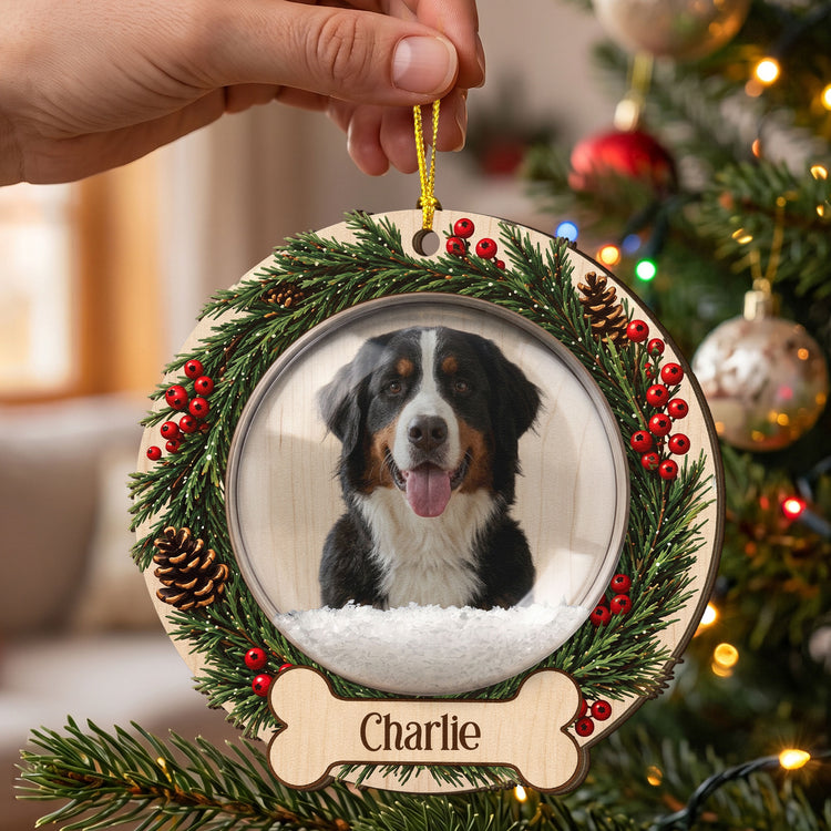 Custom-Photo-Pet-Christmas-Memorial,-Dog-Cat-Christmas-Photo-Snow-Globle-Ornament,-Pet-Portrait-Custom-Name-Bauble-Personalized-Ornament-4