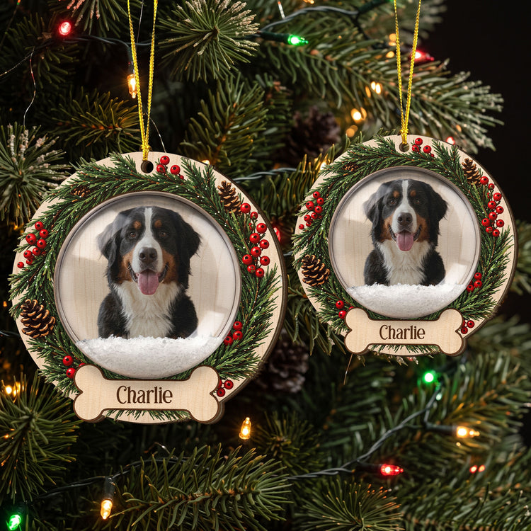 Custom-Photo-Pet-Christmas-Memorial,-Dog-Cat-Christmas-Photo-Snow-Globle-Ornament,-Pet-Portrait-Custom-Name-Bauble-Personalized-Ornament-5