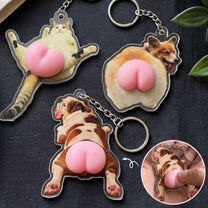 Custom-Photo-Pet,-Cute-Dog,-Cat-3D-Squishy-Pink-Butt-Personalized-Keychain-1