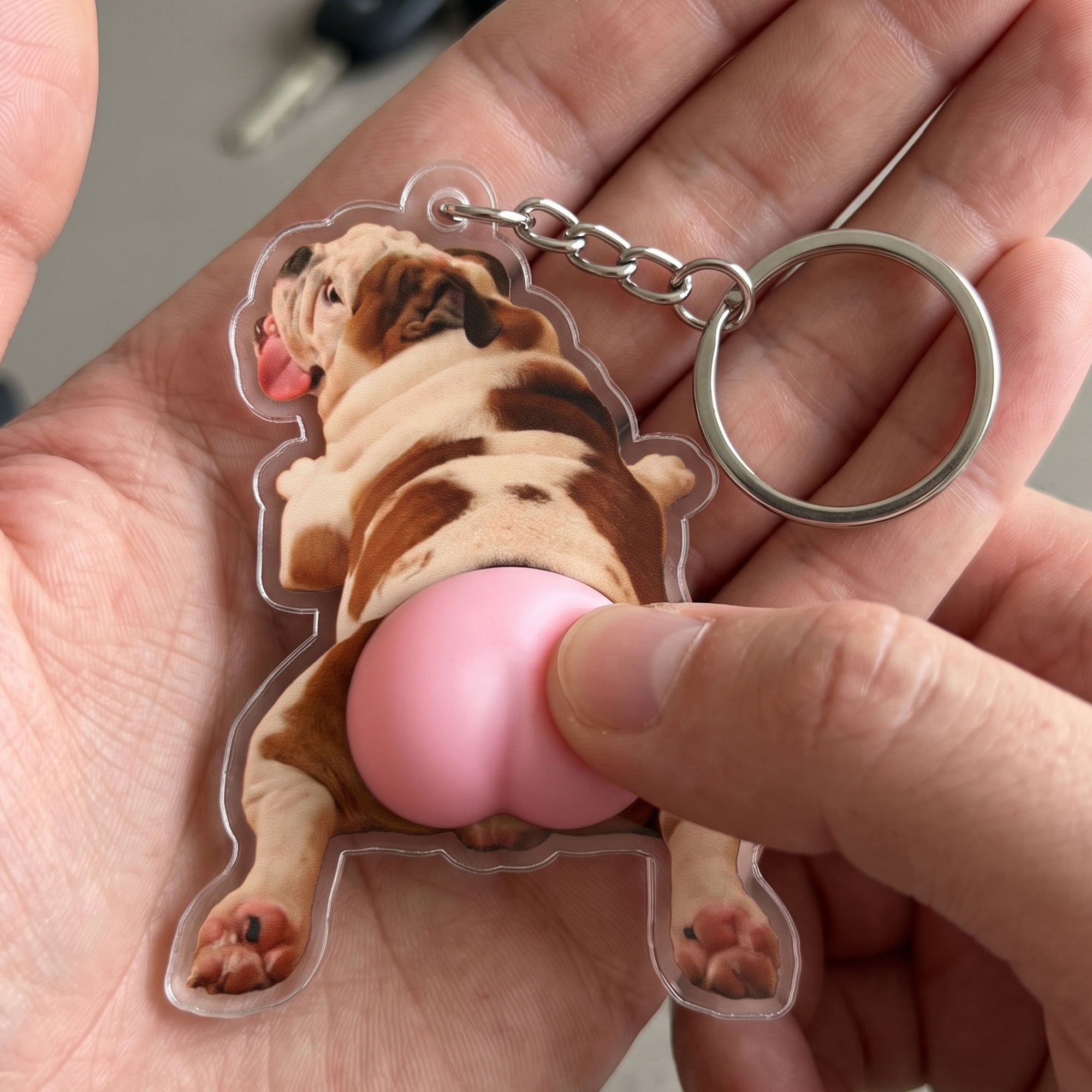 Custom-Photo-Pet,-Cute-Dog,-Cat-3D-Squishy-Pink-Butt-Personalized-Keychain-2