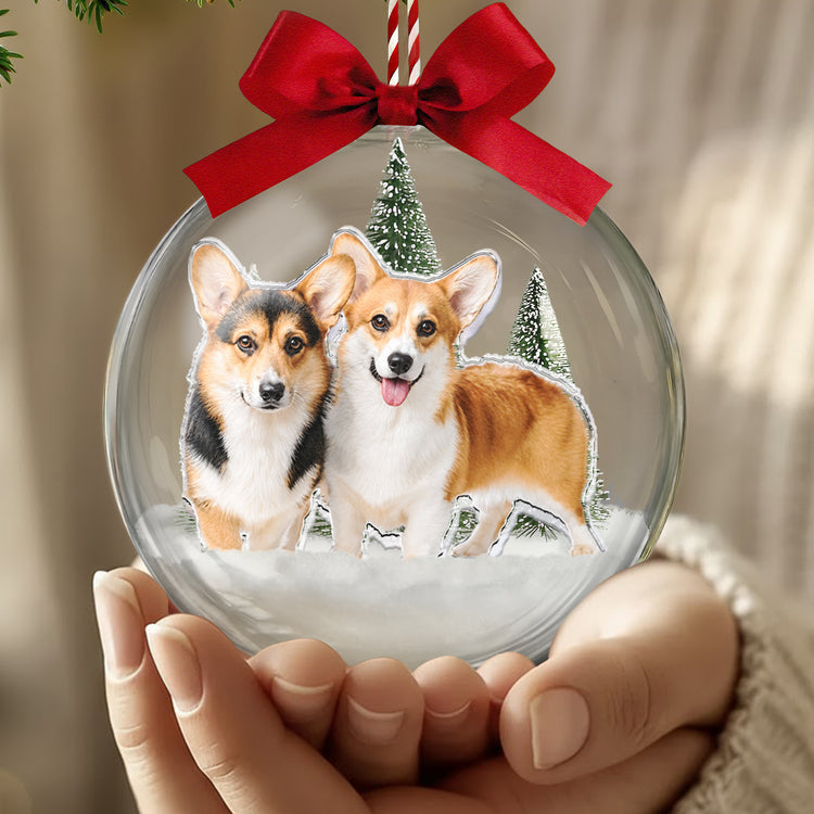 Custom-Photo-Pet-Snow-Ball-Ornament,-Christmas-Gift-For-Pet-Lover,-Pet-Portrait-Baulble-For-Xmas-Tree-Personalized-Ornament-2