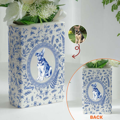 Custom Photo Pet Watercolor Portrait - Personalized Vase