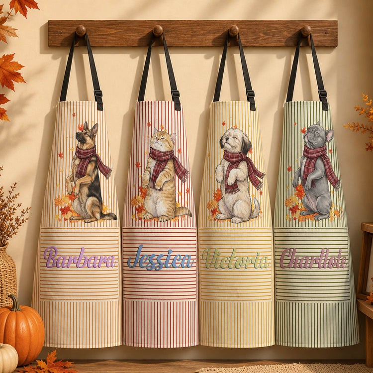 Custom-Photo-Pet-With-Fall-Leaves-Art-Personalized-Apron-1
