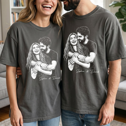Custom-Photo-Portrait-Couple-Shirt-Gift-For-Girlfriend-Boyfriend-Personalized-Shirt-1