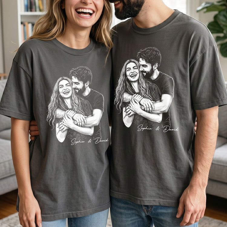 Custom-Photo-Portrait-Couple-Shirt-Gift-For-Girlfriend-Boyfriend-Personalized-Shirt-1
