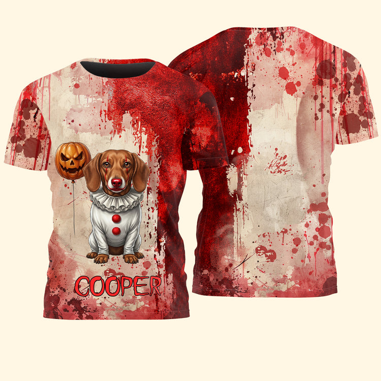 Custom-Photo-Scary-Halloween-Clown-Gift-For-Pet-Lover-Personalized-Shirt-2