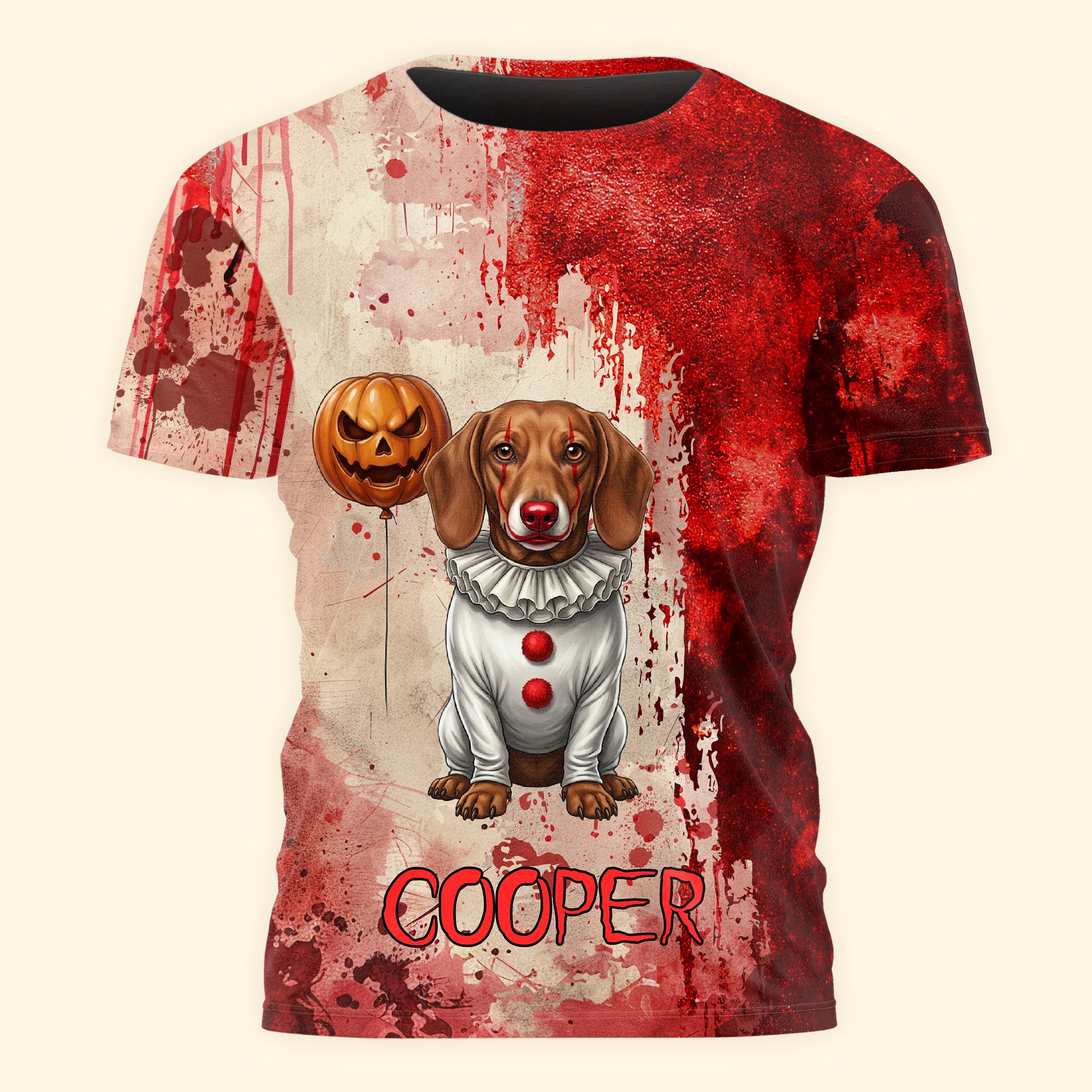Custom-Photo-Scary-Halloween-Clown-Gift-For-Pet-Lover-Personalized-Shirt-3
