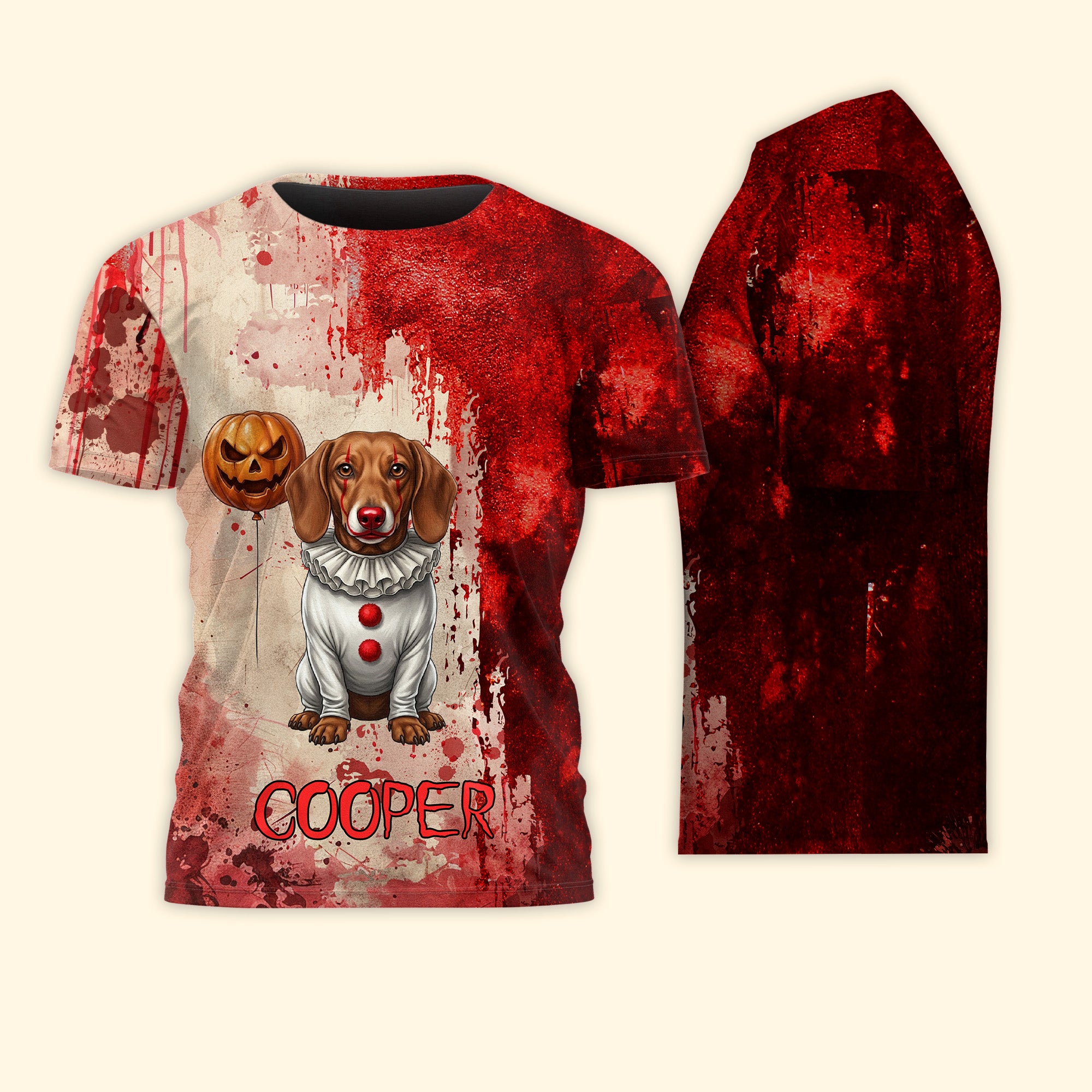 Custom-Photo-Scary-Halloween-Clown-Gift-For-Pet-Lover-Personalized-Shirt-4