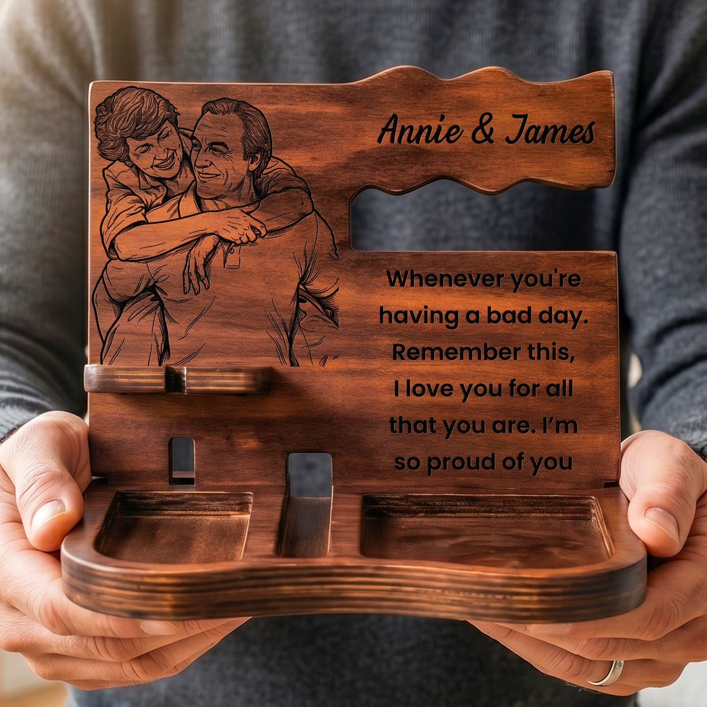 Custom-Photo-Sketch-Line-Art-Anniversary-Gift-For-Him-Husband-Boyfriend-Personalized-Desk-Organizer-2
