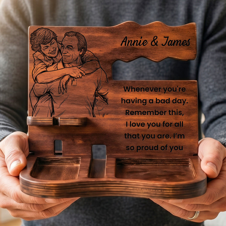 Custom-Photo-Sketch-Line-Art-Anniversary-Gift-For-Him-Husband-Boyfriend-Personalized-Desk-Organizer-2
