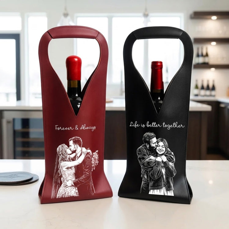 Custom-Photo-Sketch-Line-Art-Anniversary-Wedding-Gifts-For-Couple-Personalized-Leather-Wine-Bag-1