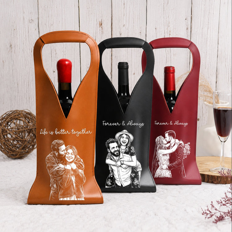 Custom-Photo-Sketch-Line-Art-Anniversary-Wedding-Gifts-For-Couple-Personalized-Leather-Wine-Bag-2