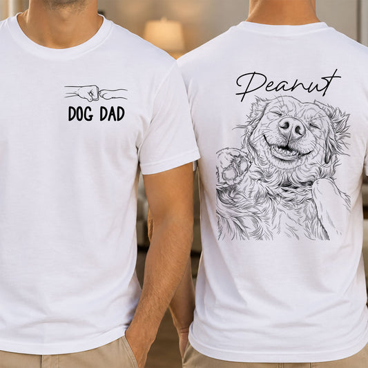 Custom_Photo_Sketch_Line_Art_Dog_Dad_Shirt_Gift_For_Him_Husband_Dad_Personalized_Shirt_1