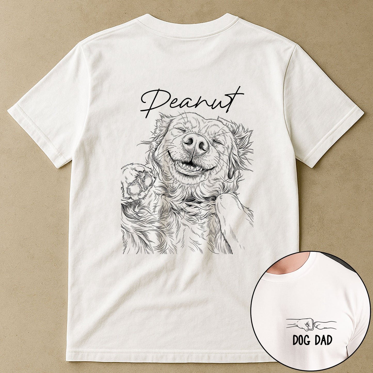 Custom_Photo_Sketch_Line_Art_Dog_Dad_Shirt_Gift_For_Him_Husband_Dad_Personalized_Shirt_2