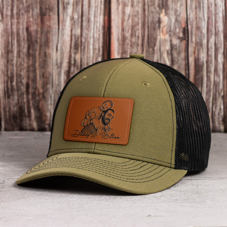 Custom-Photo-Sketch-Line-Art-Fathers-Day-Gift-For-Dad-Husband-Personalized-Cap-3