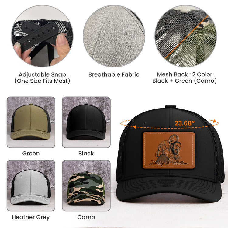 Custom-Photo-Sketch-Line-Art-Fathers-Day-Gift-For-Dad-Husband-Personalized-Cap-5